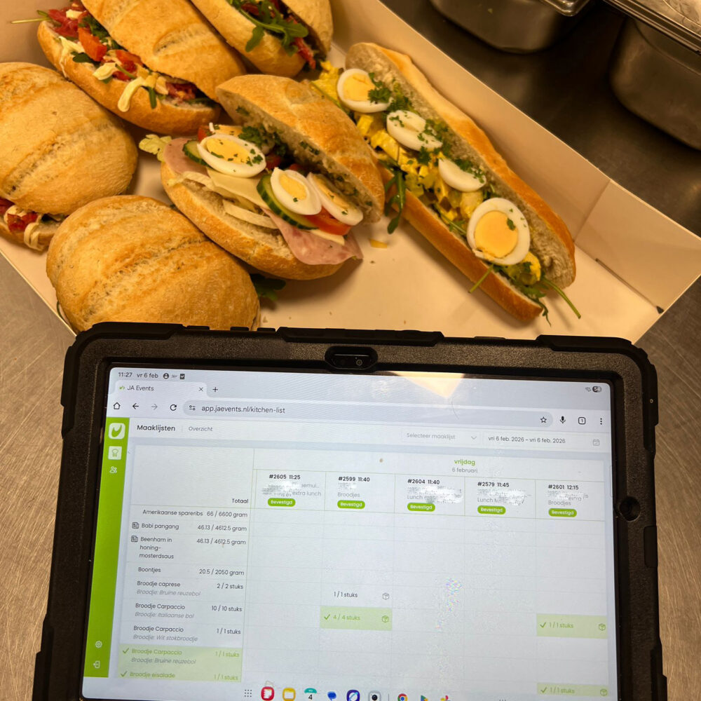 Maaklijsten keuken maatwerk software Ja Events door Gaaf