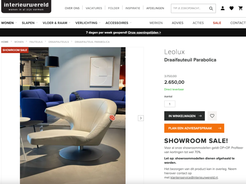 Actuele voorraad en prijzen fauteuills Interieurwereld