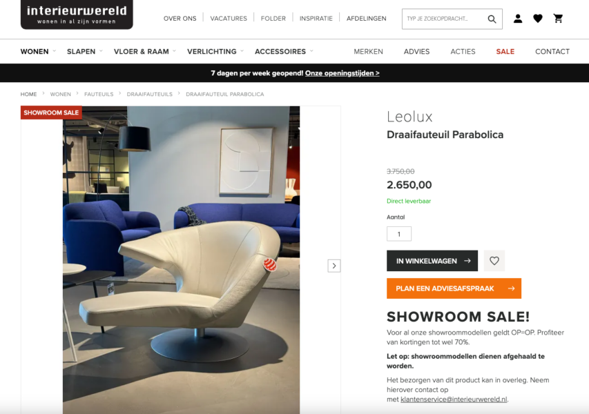 Actuele voorraad en prijzen fauteuills Interieurwereld