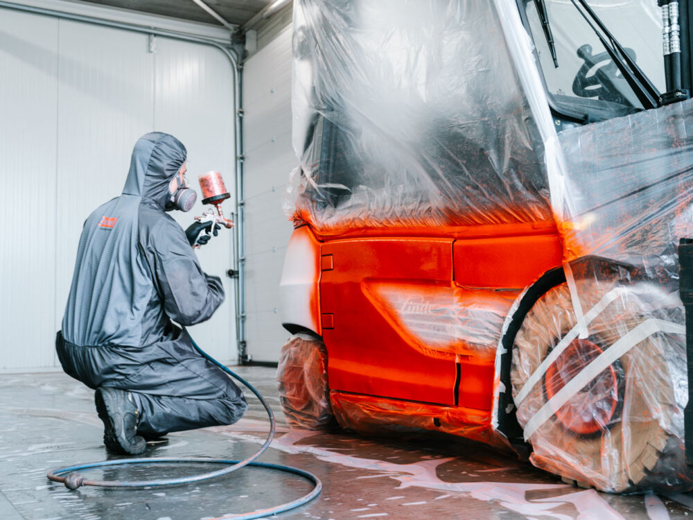 Spuitwerk van heftrucks Ubak Machines WordPress website